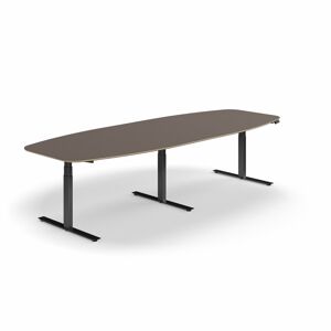 Jednací stůl AUDREY, výškově nastavitelný, 3200x1200 mm, černá podnož, šedohnědá deska
