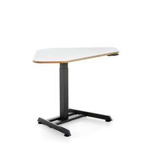 Výškově nastavitelný stůl NOVUS, rohový, 1200x750 mm, černá podnož, bílá