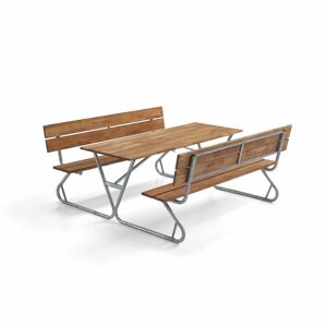 Piknikový stůl PICNIC, lavice s opěradly, 1800 mm, hnědý