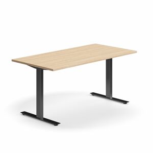 Psací stůl QBUS, T-nohy, 1600x800 mm, černá podnož, dub