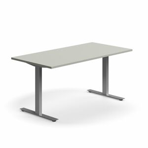 Psací stůl QBUS, T-nohy, 1600x800 mm, stříbrná podnož, světle šedá