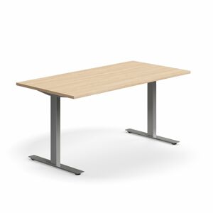 Psací stůl QBUS, T-nohy, 1600x800 mm, stříbrná podnož, dub