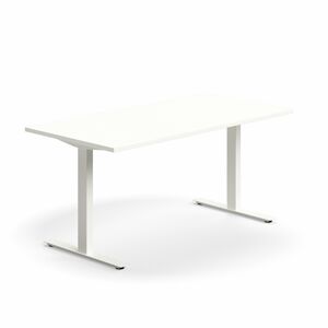 Psací stůl QBUS, T-nohy, 1600x800 mm, bílá podnož, bílá