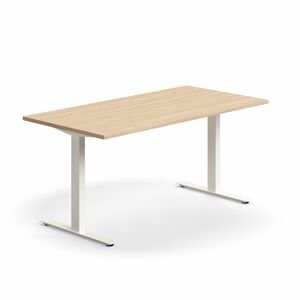 Psací stůl QBUS, T-nohy, 1600x800 mm, bílá podnož, dub