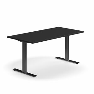 Psací stůl QBUS, T-nohy, 1600x800 mm, černá podnož, černá
