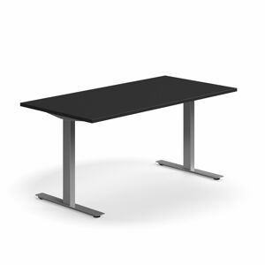 Psací stůl QBUS, T-nohy, 1600x800 mm, stříbrná podnož, černá