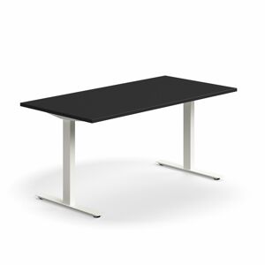 Psací stůl QBUS, T-nohy, 1600x800 mm, bílá podnož, černá