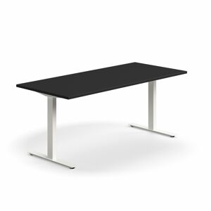 Psací stůl QBUS, T-nohy, 1800x800 mm, bílá podnož, černá