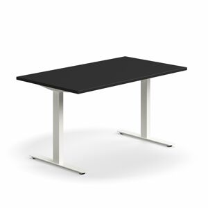 Psací stůl QBUS, T-nohy, 1400x800 mm, bílá podnož, černá