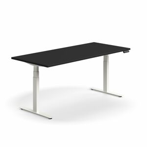 Výškově nastavitelný stůl QBUS, 1800x800 mm, bílá podnož, černá