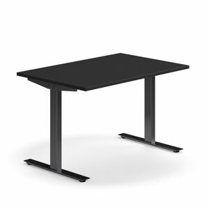 Psací stůl QBUS, T-nohy, 1200x800 mm, černá podnož, černá