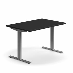 Psací stůl QBUS, T-nohy, 1200x800 mm, stříbrná podnož, černá