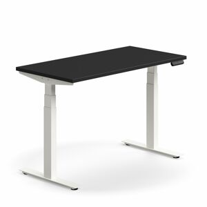 Výškově nastavitelný stůl QBUS, 1200x600 mm, bílá podnož, černá
