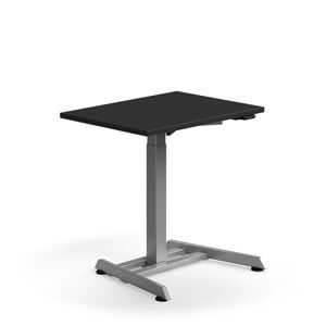 Výškově nastavitelný stůl QBUS, 800x600 mm, stříbrná podnož, černá