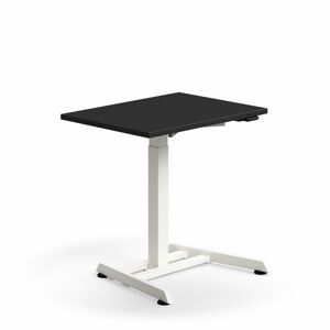 Výškově nastavitelný stůl QBUS, 800x600 mm, bílá podnož, černá
