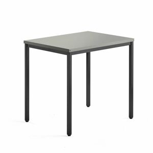 Přídavný stůl QBUS, 4 nohy, 800x600 mm, černý rám, světle šedá
