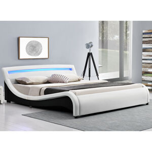 Čalouněná postel,, Malaga "140 x 200 cm s LED panely na čele - bílá