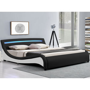 Čalouněná postel,, Malaga "180 x 200 cm s LED na čelní desce - černá
