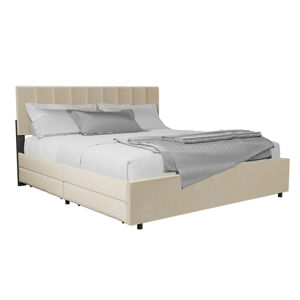 Juskys Čalouněná postel Soria se zásuvkami 180 x 200 šedá