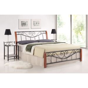 Dřevěná postel PARMA 140 x 200 cm antická třešeň / černá