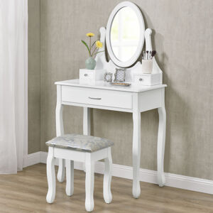 Toaletní stolek "Lena" bílý se zrcadlem a židličkou