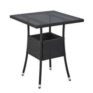 Juskys Polyratanový zahradní stolek Yoro, čtvercový, černý 60x60