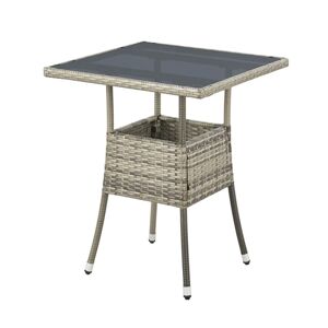 Juskys Polyratanový zahradní stolek Yoro, čtvercový, šedý 60x60