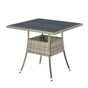 Juskys Polyratanový zahradní stolek Yoro, čtvercový, šedý 80x80