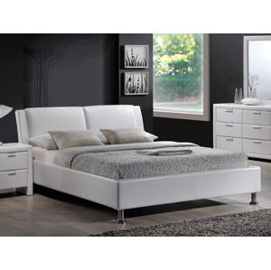 Čalouněná postel MITO 160 x 200 cm bílá / chromová