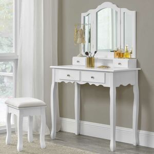 Juskys Toaletní stolek "Emma" bílý se zrcadlem a židličkou