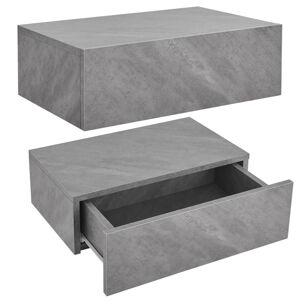 Juskys Nástěnný noční stolek 46x30x15 cm se šuplíkem, betonový vzhled